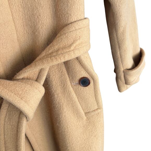 DVF Diane von Furstenburg Lia Wool Coat XXS Camel Tan Peacoat Tie Old Money - Picture 5 of 6